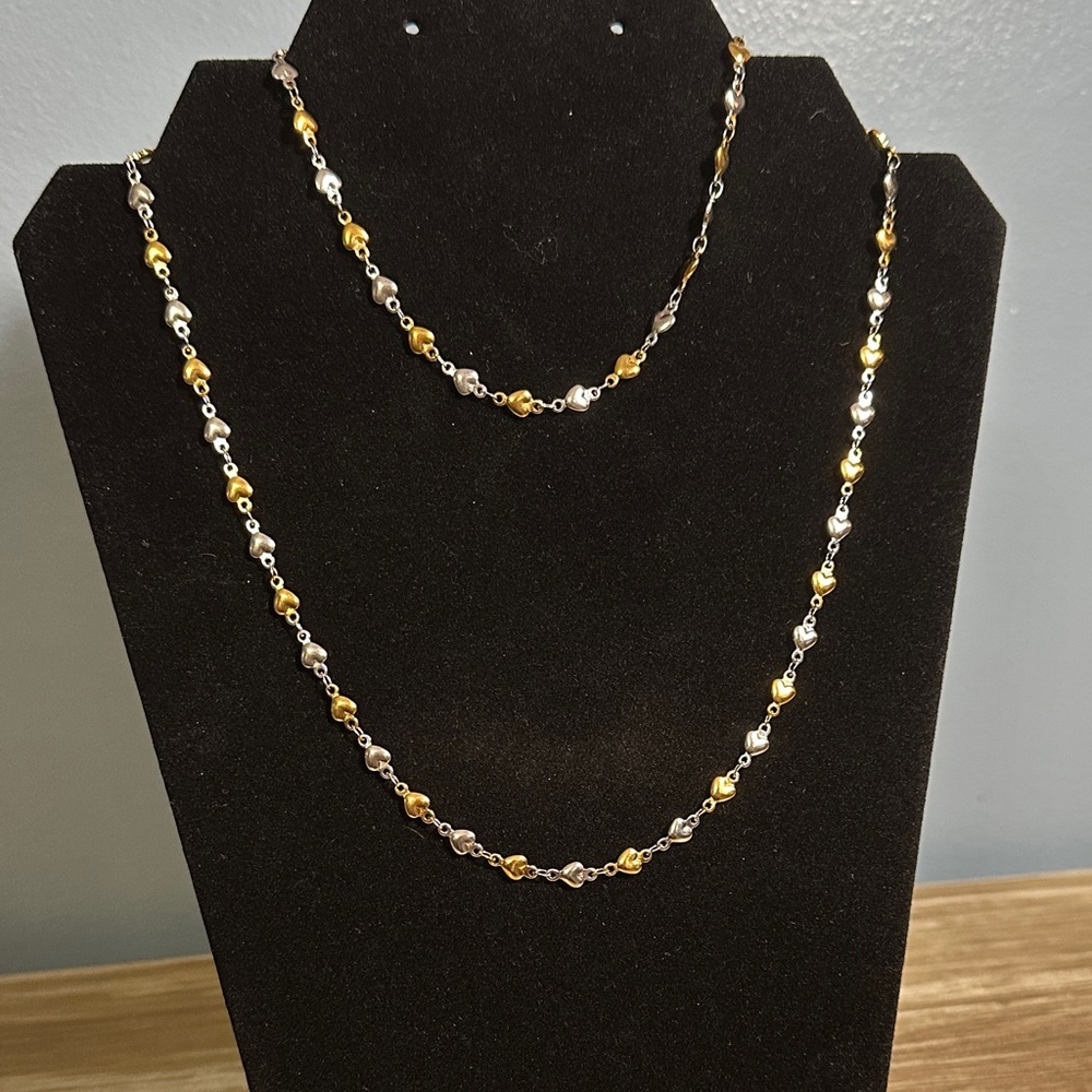 Graduation GIFT ALERT! Heart Stainless Steel Gold & Silver Necklace & Anklet Set